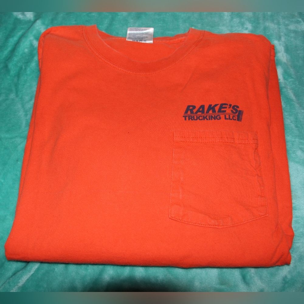 Mens Orange Rake's Trucking Graphic T-Shirt Size XL
